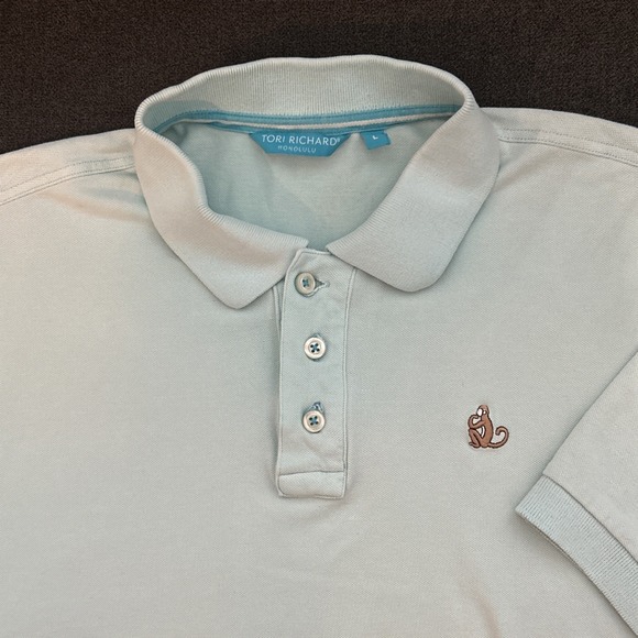 Tori Richard Other - Tori Richard Honolulu Shirt Men Large Green Short Sleeve Polo Embroidered Monkey